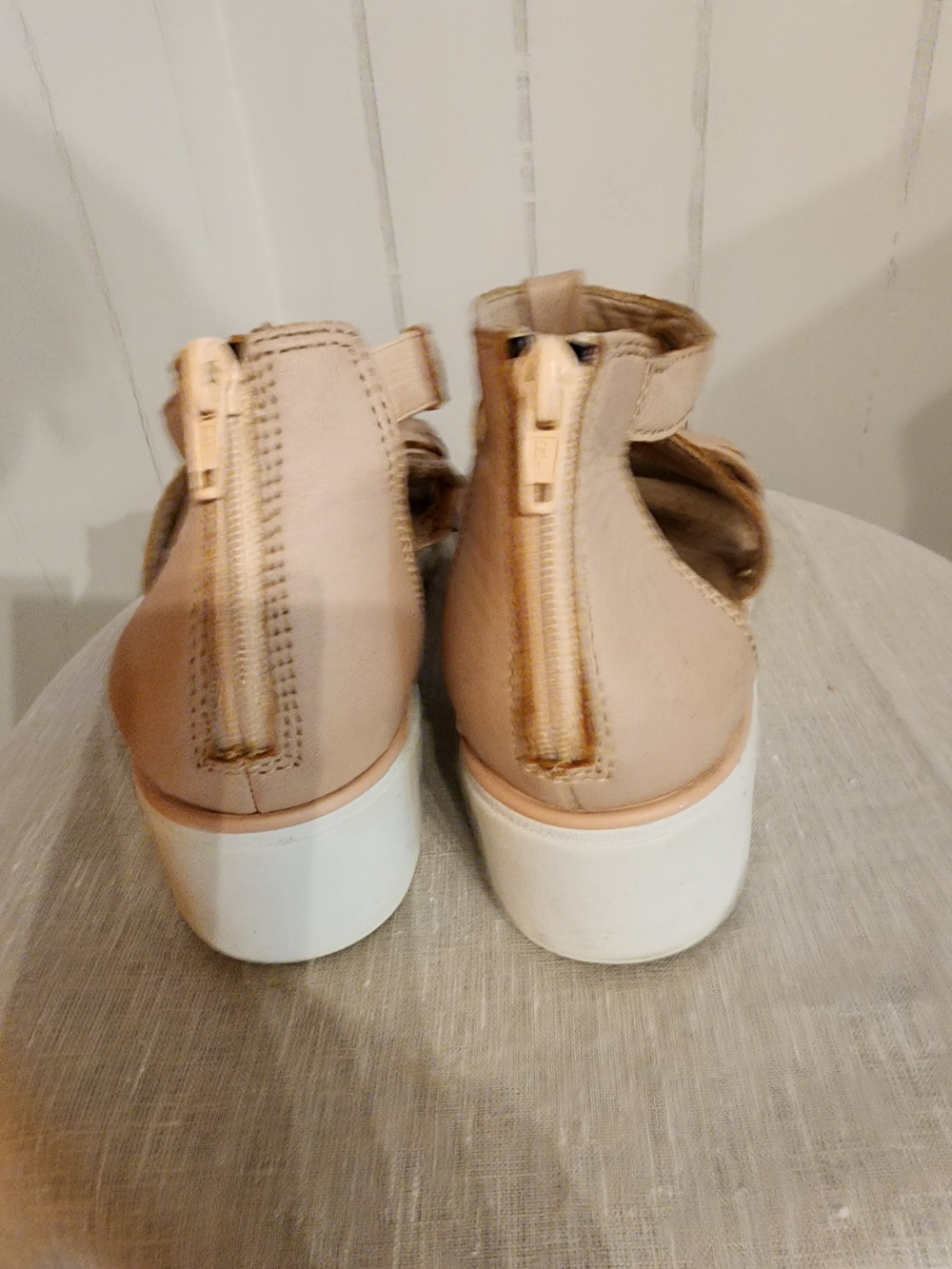 Clarks Beige Strappy Wedge Sandals - Picture 2 of 4